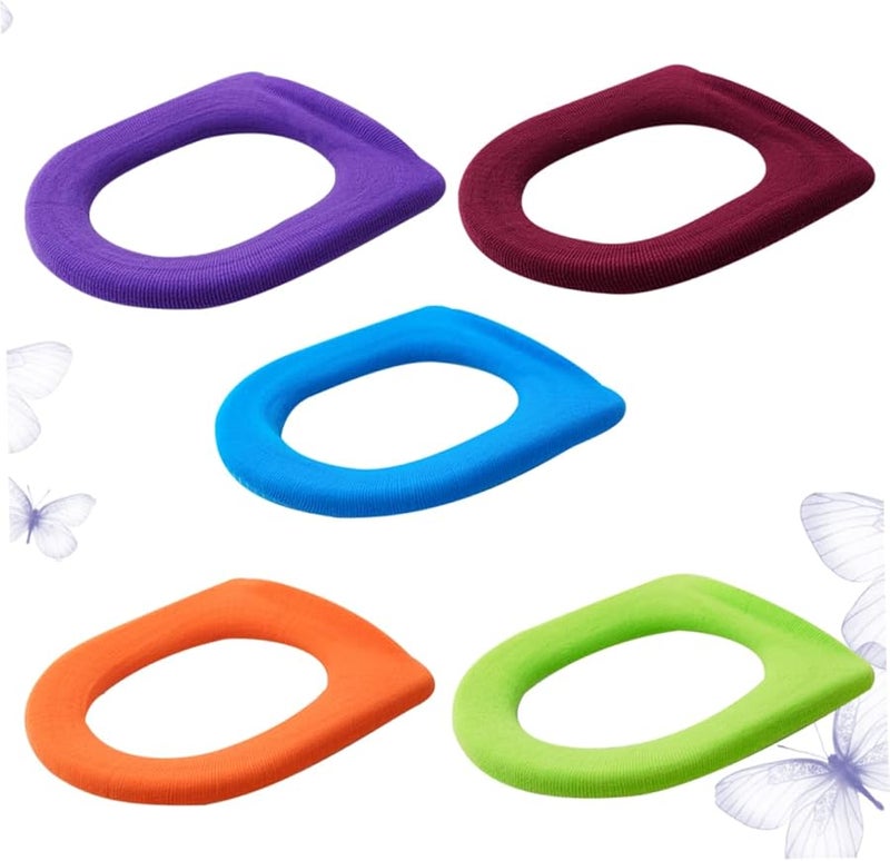 5pcs Colorful O Shaped Toilet Seat Cushion Warm Bathroom Pad Set Random Colors - Image 2